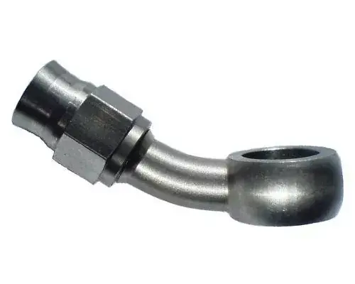 Banjo koleno 30° D-03 (AN3) - délka 45mm - průměr oka 10,2mm - nerezové Ověřený