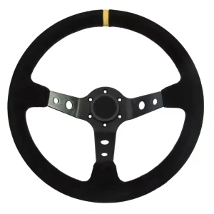 Sportovní volant SW018 - 350mm semiš / 90mm - černý/černý Horká Nabídka
