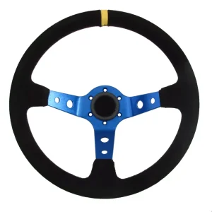 Cenový Hit Sportovní volant SW018 - 350mm semiš / 90mm - černý/modrý
