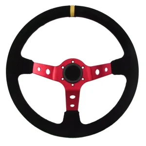 Sportovní volant SW018 - 350mm semiš / 90mm - černý/červený Nízká Cena