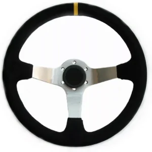 Sportovní volant SW020 - 350mm semiš / 90mm - černý/stříbrný Cenově Výhodný