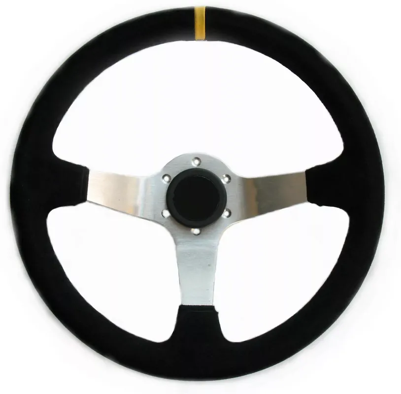 Sportovní volant SW020 - 350mm semiš / 90mm - černý/stříbrný Cenově Výhodný