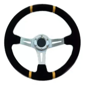Sportovní volant SW220 - 350mm semiš / 90mm - černý/stříbrný Jen Po Omezenou Doba