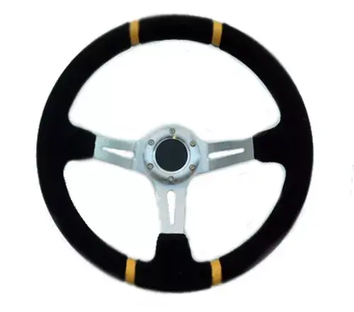 Sportovní volant SW220 - 350mm semiš / 90mm - černý/stříbrný Jen Po Omezenou Doba