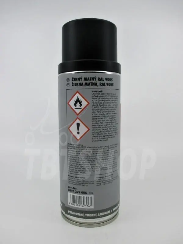 Lak sprej černý matný RAL9005, 400ml. Zlevněný
