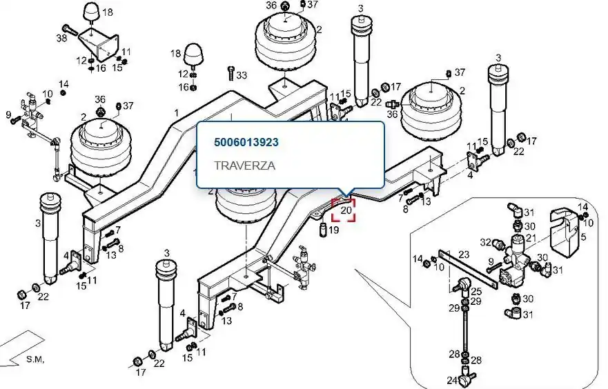 Nosník levý ZN C950 delší-kotouč 5006013923 Aktuální