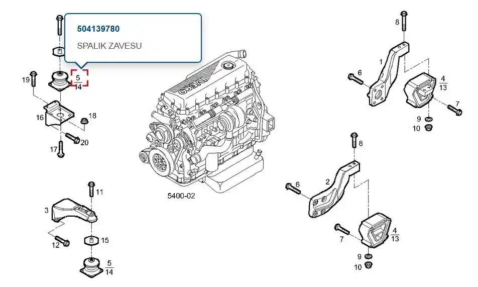 Silentblok motoru 504139780 Aktuální