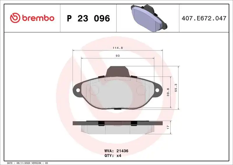 Bezpečná Platba Sada brzdových destiček BREMBO P23096 - FIAT