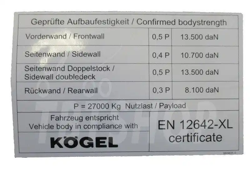 Štítek EN 12642-XL - 96x160mmm - KOGEL Horká Nabídka