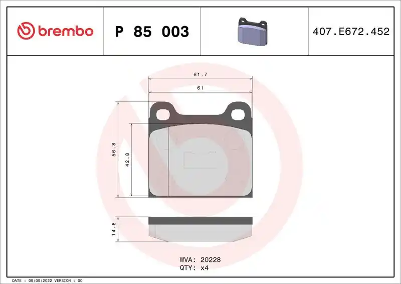 Sada brzdových destiček BREMBO P85003 - AUDI, VW Koupit Online