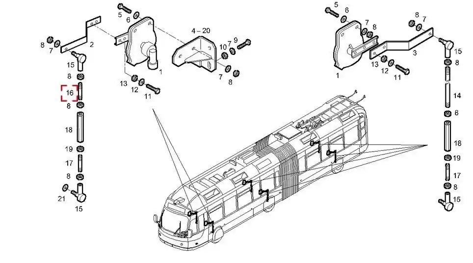 Tyč spojovacího táhla ventilu pérování /7583/AGORA,CITYBUS Finální Výprodej