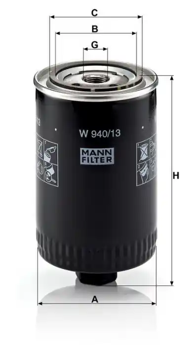 Olejový filtr MANN W940/13 (MF W940/13) - AUDI Doprava Zdarma
