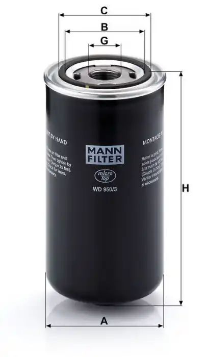 Vysoce Kvalitní Hydraulický filtr MANN WD950/3 (MF WD950/3)