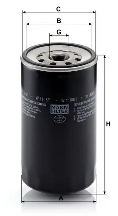 Akční Cena Olejový filtr MANN W1168/1 (MF W1168/1)