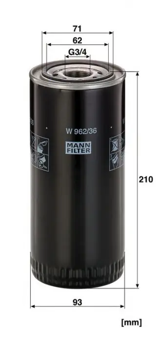 Olejový filtr MANN W962/36 (MF W962/36) Tovární Cena