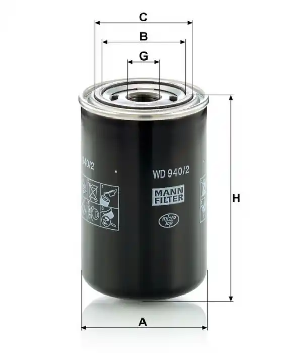 Nejprodávanější Hydraulický filtr MANN WD940/2 (MF WD940/2)