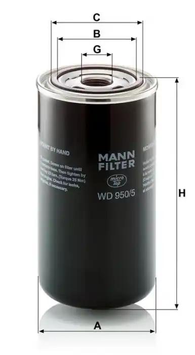 Ihned K Objednání Hydraulický filtr MANN WD950/5 (MF WD950/5) - DEUTZ-FAHR