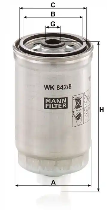 Palivový filtr MANN WK842/8 (MF WK842/8) - CITROËN, FIAT Cenový Hit
