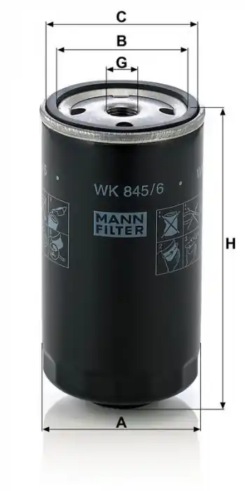 Palivový filtr MANN WK845/6 (MF WK845/6) - BMW Finální Výprodej