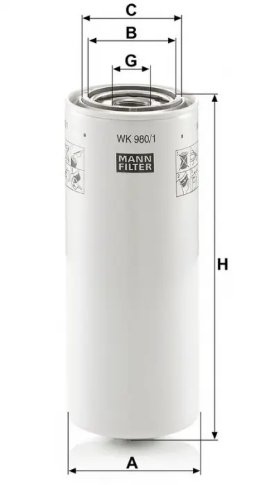 Palivový filtr MANN WK980/1 (MF WK980/1) - FODEN TRUCKS Nejprodávanější