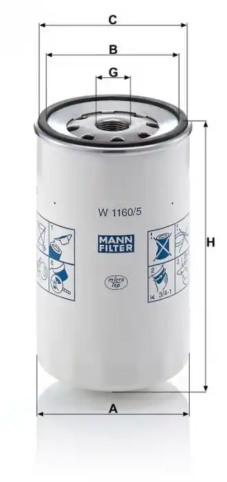 Originální Olejový filtr MANN W1160/5 (MF W1160/5) - FORD