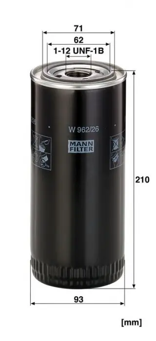 Olejový filtr MANN W962/26 (MF W962/26) Nejprodávanější