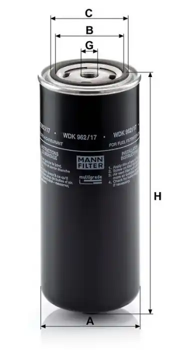 Nízká Cena Palivový filtr MANN WDK962/17 (MF WDK962/17) - DAF