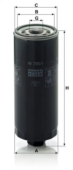 Vrácení Zdarma Olejový filtr MANN W735/1 (MF W735/1) - AUDI