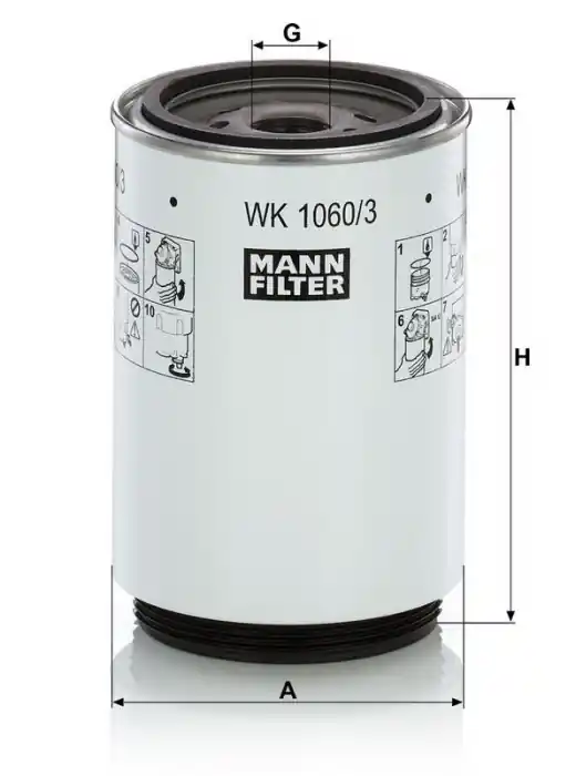 Palivový filtr MANN WK1060/3X (MF WK1060/3X) - DAF, GINAF, SCANIA, VOLVO Vrácení Zdarma